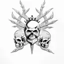 skull with thorn crown tattoo design idea