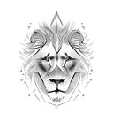lions face statue style tattoo design idea