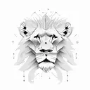 lions face statue style tattoo design idea