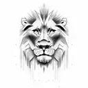 lions face statue style tattoo design idea