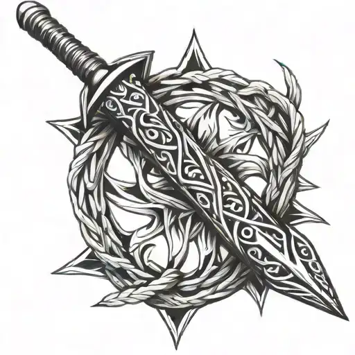 kunai rope dart tattoo design idea