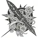 kunai rope dart tattoo design idea