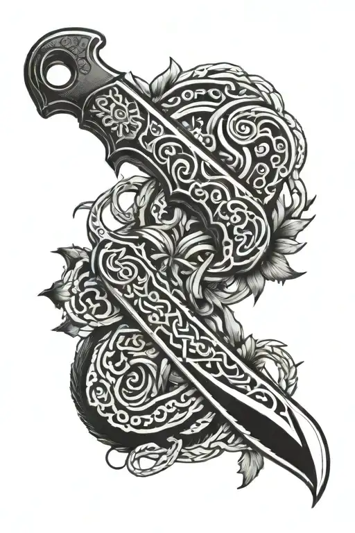 Ka-Bar knife intertwined tattoo design idea
