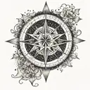 A detailed compass rose with Aries constellation stars, representing the client's love for exploration and connection to their zodiac sign, with a touch of spirituality tattoo design idea