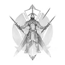 lighting with 3 swords in background tattoo design idea