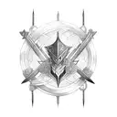 lighting with 3 swords in background tattoo design idea