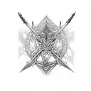 lighting with 3 swords in background tattoo design idea