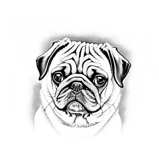 i have a pug named tony, he is 7 years old, his face is black and his body is yellow tattoo design idea