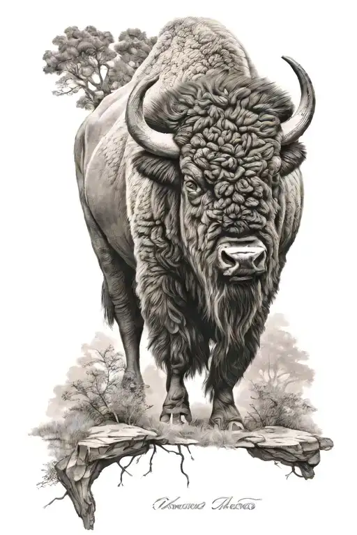 Bison facing tattoo design idea