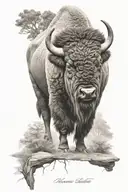 Bison facing powerful image tattoo design idea