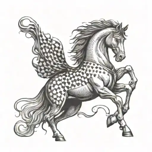 rearing horse turning into chess piece  tattoo design idea