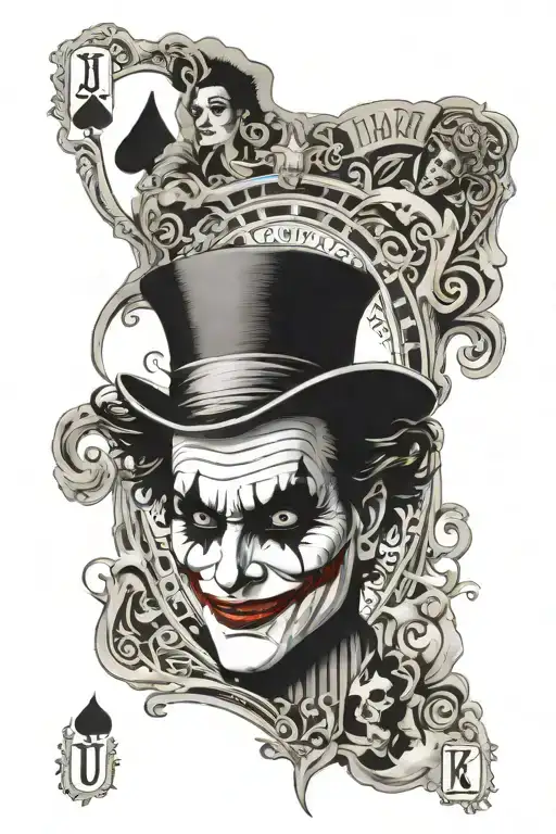 inside the tarot joker card, the face painted joker tattoo design not real joker tattoo design idea