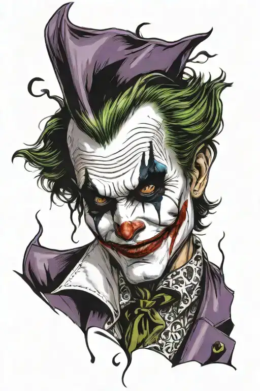 inside the tarot joker card, the face painted joker tattoo design not real joker tattoo design idea