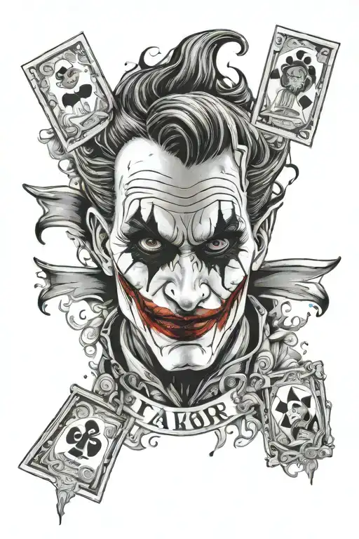 inside the tarot joker card, the face painted joker tattoo design not real joker tattoo design idea