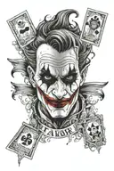 inside the tarot joker card, the face painted joker tattoo design not real joker tattoo design idea