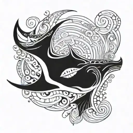 Polynesian manta ray tattoo swimming tattoo design idea