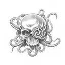 skull with tentacles tattoo design idea