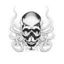 skull with tentacles tattoo design idea