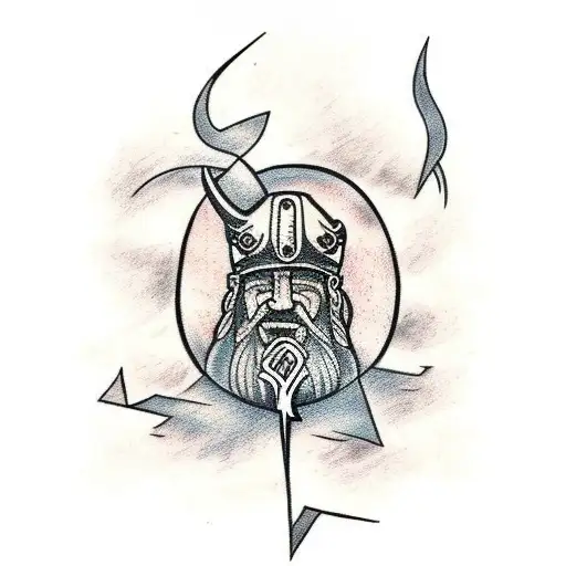 viking Lightning Thor trees tattoo design idea