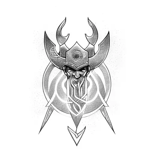 viking Lightning Thor trees tattoo design idea
