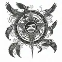 sharingan itachi uchica with many crows flying tattoo design idea