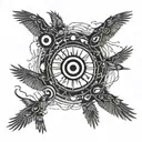 sharingan itachi uchica with many crows flying tattoo design idea