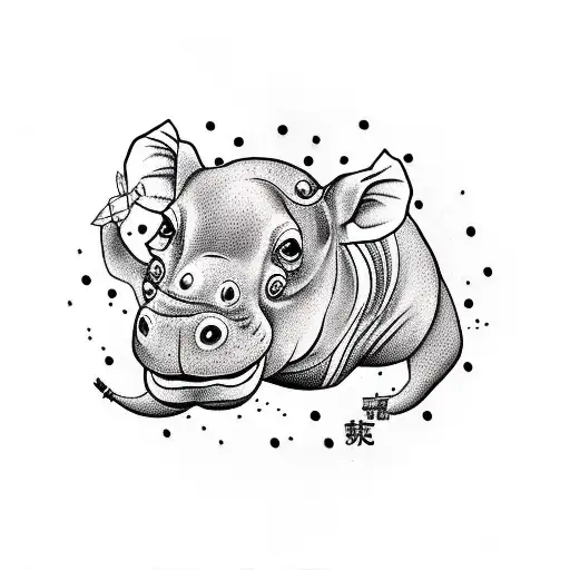 hippo abduction tattoo design idea