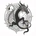 red dragon with moon and sun   tattoo design idea