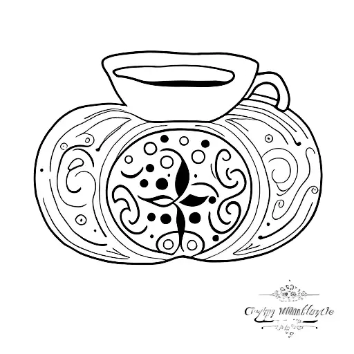 A minimalist tattoo of a coffee cup with the Milky Way galaxy inside tattoo design idea