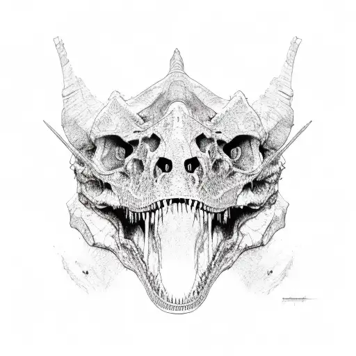 trex skull tattoo design idea