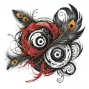 yin yang with peacock feather  tattoo design idea