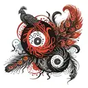 yin yang with peacock feather  tattoo design idea