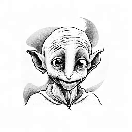 elf dobby smiling  tattoo design idea