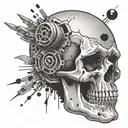 Shooting target with bullet holes forming a skull tattoo design idea