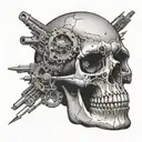 Shooting target with bullet holes forming a skull tattoo design idea