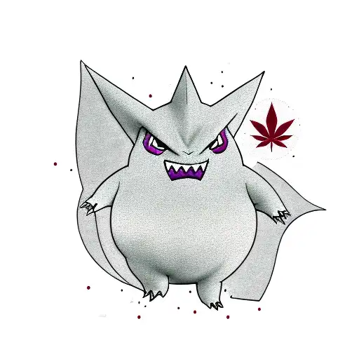 Gengar Pokemon, Cannabis  tattoo design idea