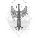 sword and text set your heart ablaze tattoo design idea