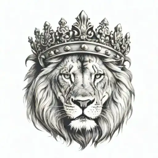 lion with a crown tattoo design idea