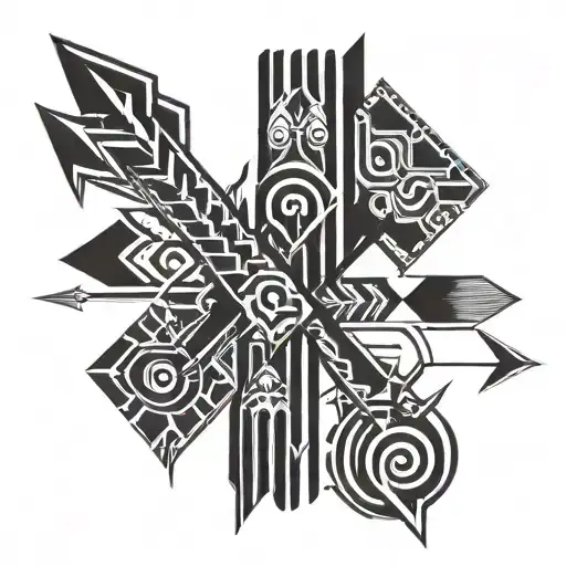 quiver with five arrows crossed tattoo design idea