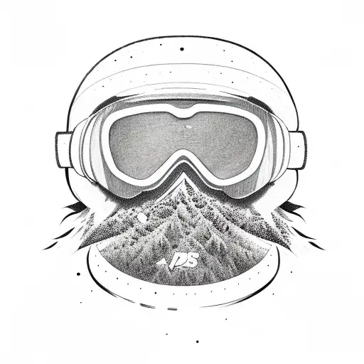 snowboarder and skier inside goggles tattoo design idea