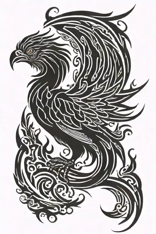 phoenix rising from flames tattoo design idea