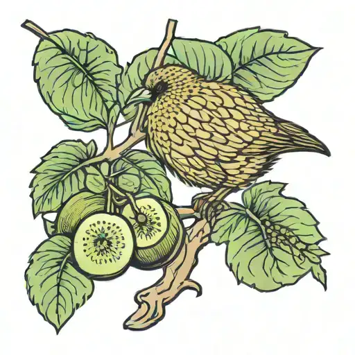 kiwi in maple tree tattoo design idea