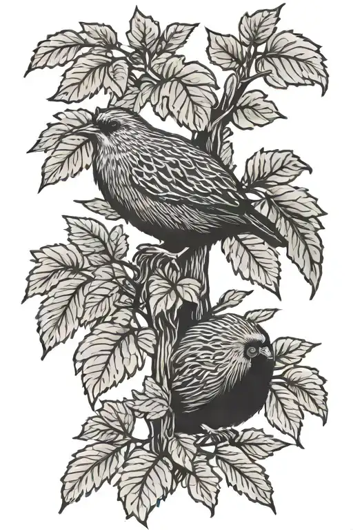 kiwi in maple tree tattoo design idea