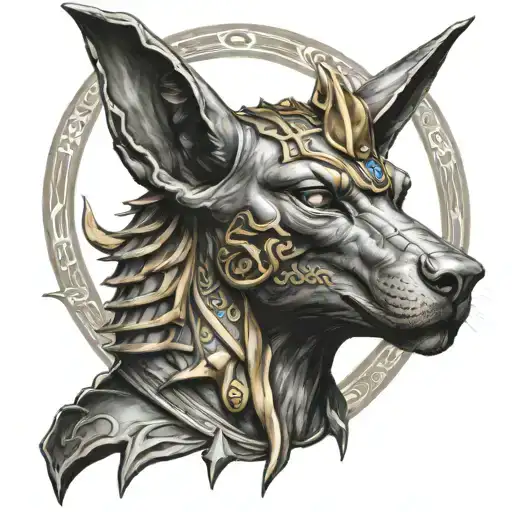 Anubis egyptian god Hermes tattoo design idea