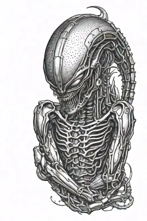 xenomorph fetal position  tattoo design idea