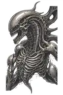 full grown alien xenomorph dynamic pose tattoo design idea