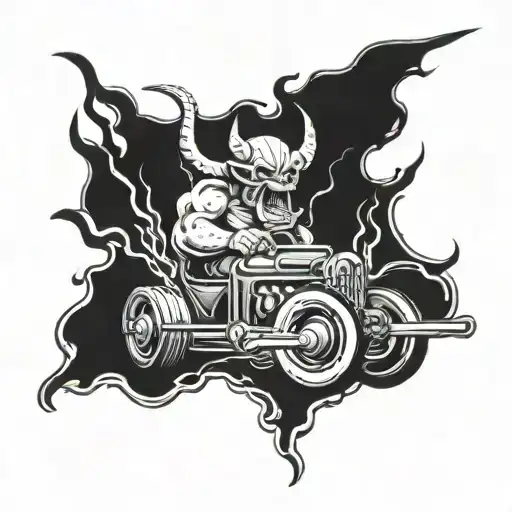 demon driving  hot rod  tattoo design idea