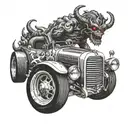 demon driving  hot rod  tattoo design idea