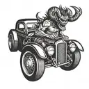 demon driving  hot rod  tattoo design idea