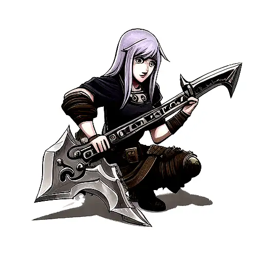 medieval axe with scull. world of warcraft shadowmourne tattoo design idea